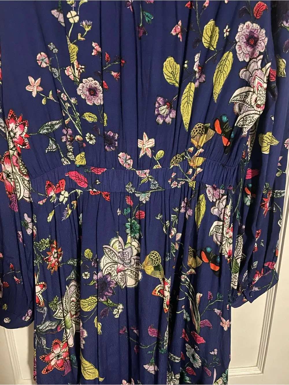Maeve Anthropologie Maplewood Blue Floral Long Sleeve Button Dress Women’s Sz M - Picture 7 of 8